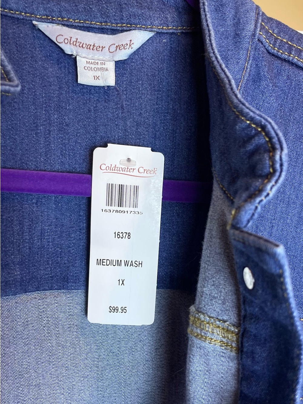Coldwater Creek,Peblum,Stretch Denim Jacket,Sz 1X Medium Wash,Casual FeminineNWT - Picture 5 of 13